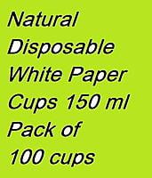 Genric Disposable Paper Tea Cups 150 ML (White) - Set of 100