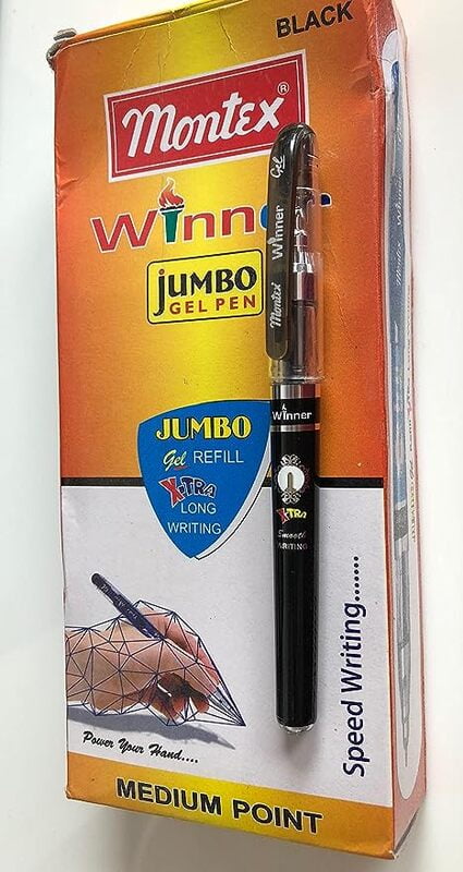 Montex Winner Jumbo Gel Pen-Pack Of 20,Black